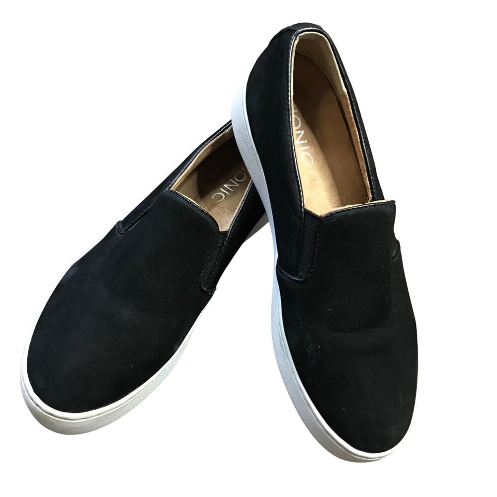 Vionic MIDI‎ Sneaker Women's 6 EU 37 Black Nubuck Leather Comfort Slip On Shoes